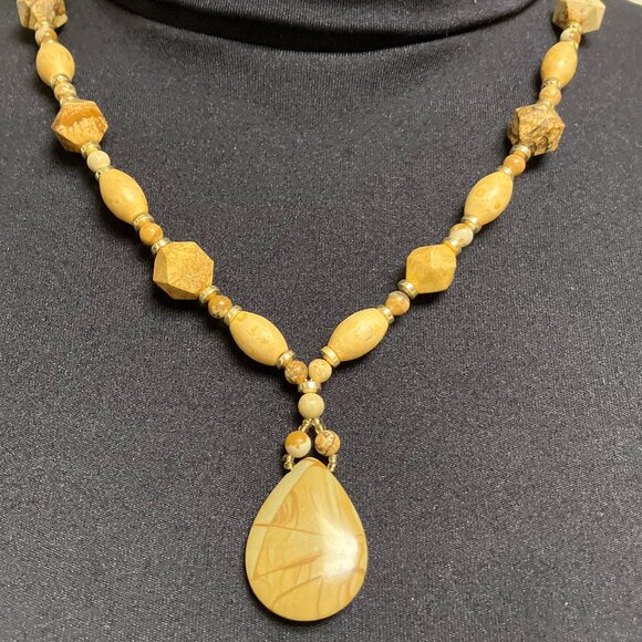 Jasper SET New Jasper Picture Necklace Bracelet Earrings Set Star Cut Handmade - Picture 5 of 11